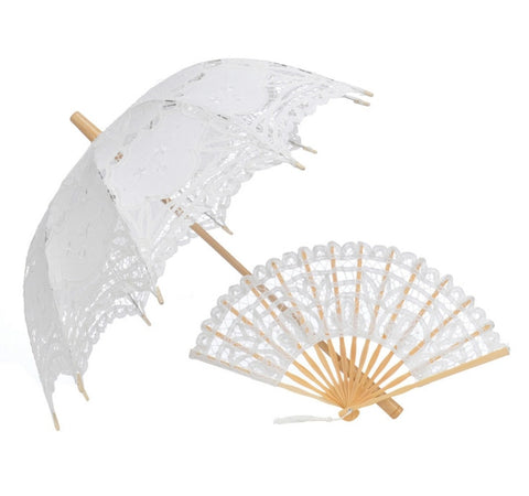 White/Ivory Lace Parasol