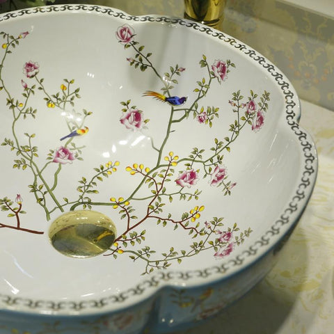 Ceramic Basin With Flower